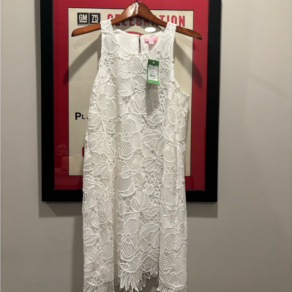 NWT Lilly Pulitzer White Crochet Fringe Mini Dress